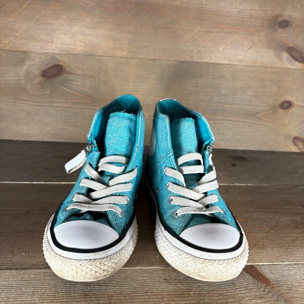 converse all star chuck taylor kid youth size 11 shoe blue zip hightop sneaker